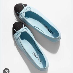 CHANEL Women's Light Blue and Black Flats Size 42